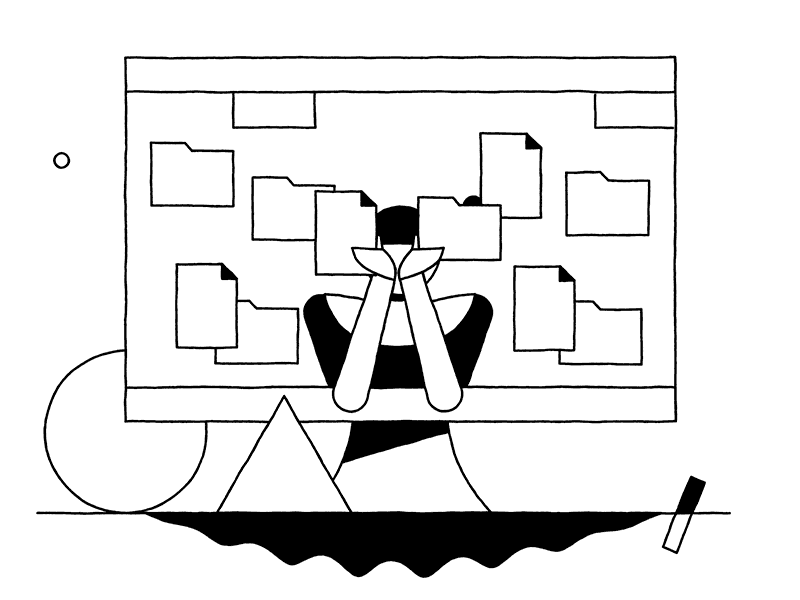 Animated black and white geometric mobile illustration