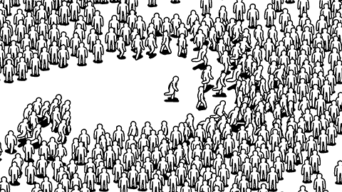Crowd illustration with animated movement