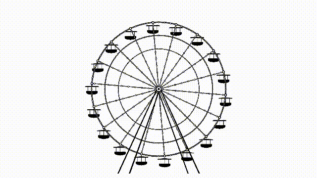 Black and white spinning ferris wheel animation